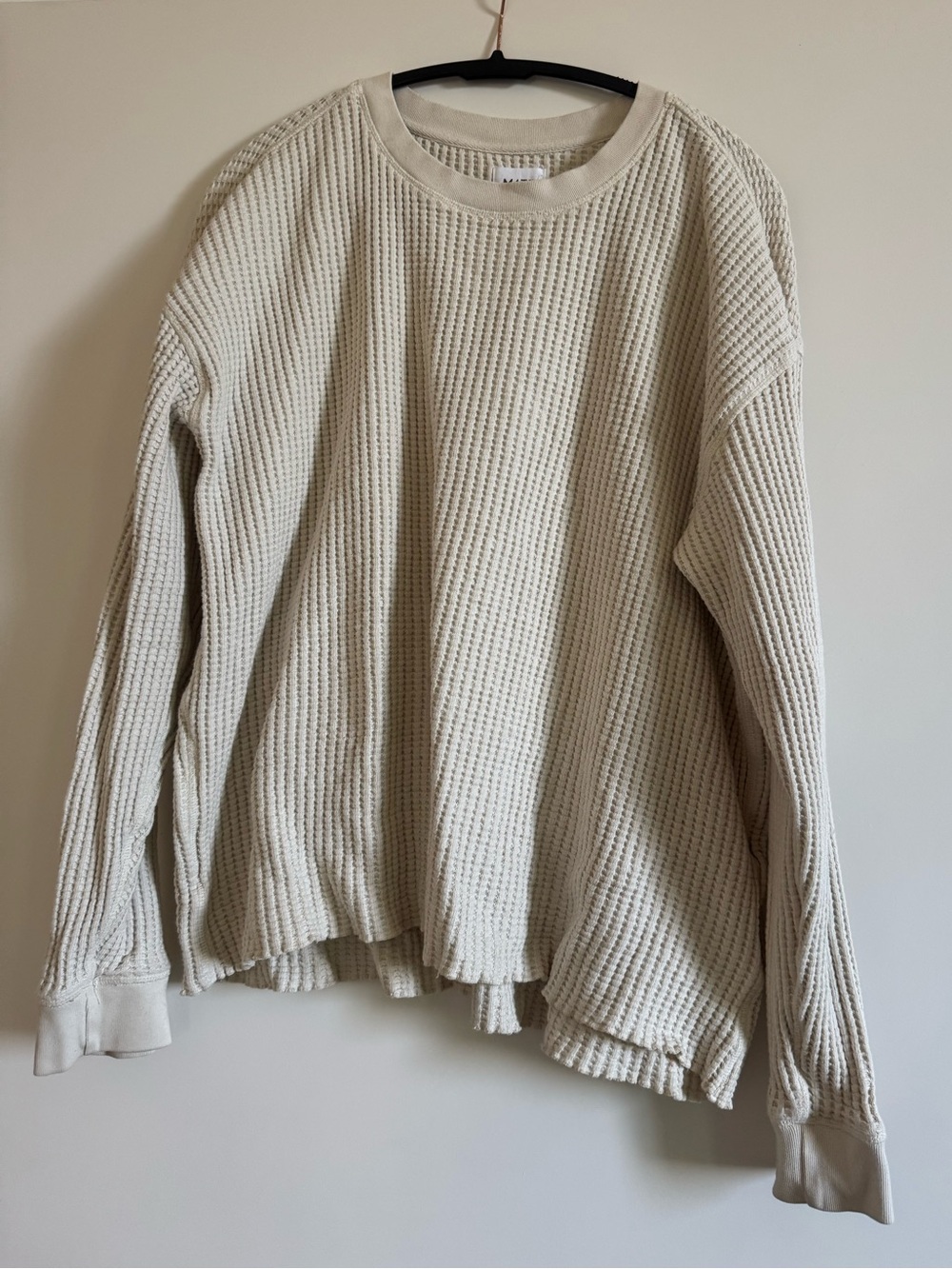 Cream Waffle-Knit Women's Sweater - Relaxed Crewneck Mate the label